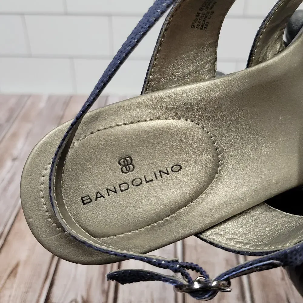 Bandolino Blue Rhinestone Slingback Sandals Women's Size 9M Dress Low Heel